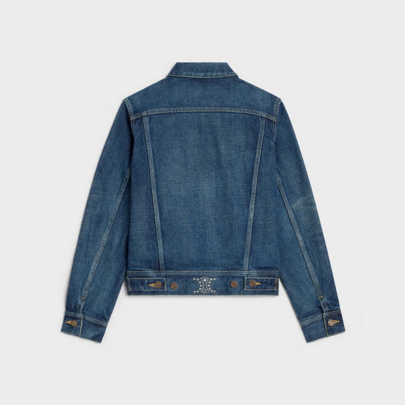 Celine Trucker In Clean Dark Union Wash Denim Mont Koyu Açık Mavi | CL-592632