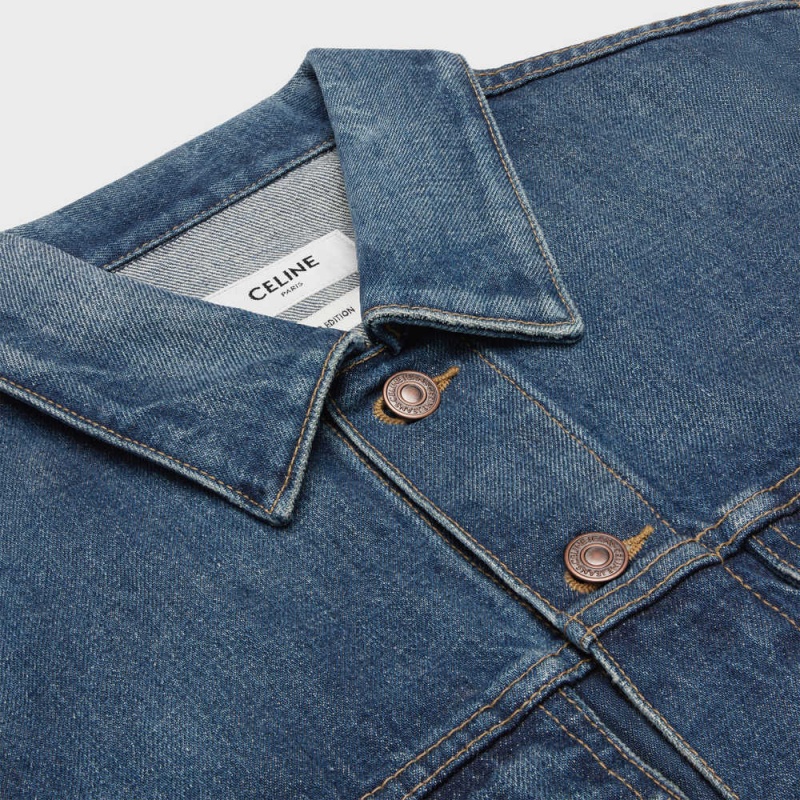 Celine Trucker In Dark Union Wash Denim Mont Koyu Açık Mavi | CL-592633