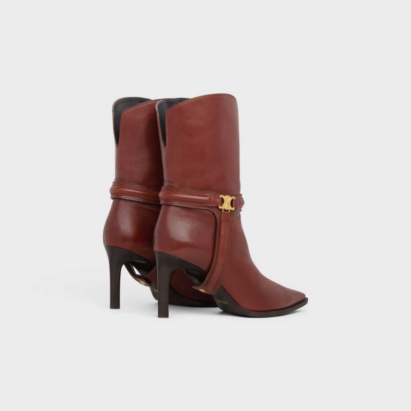Celine Verneuil Triomphe Harness Low In Calfskin Bot Kahverengi | CL-592492