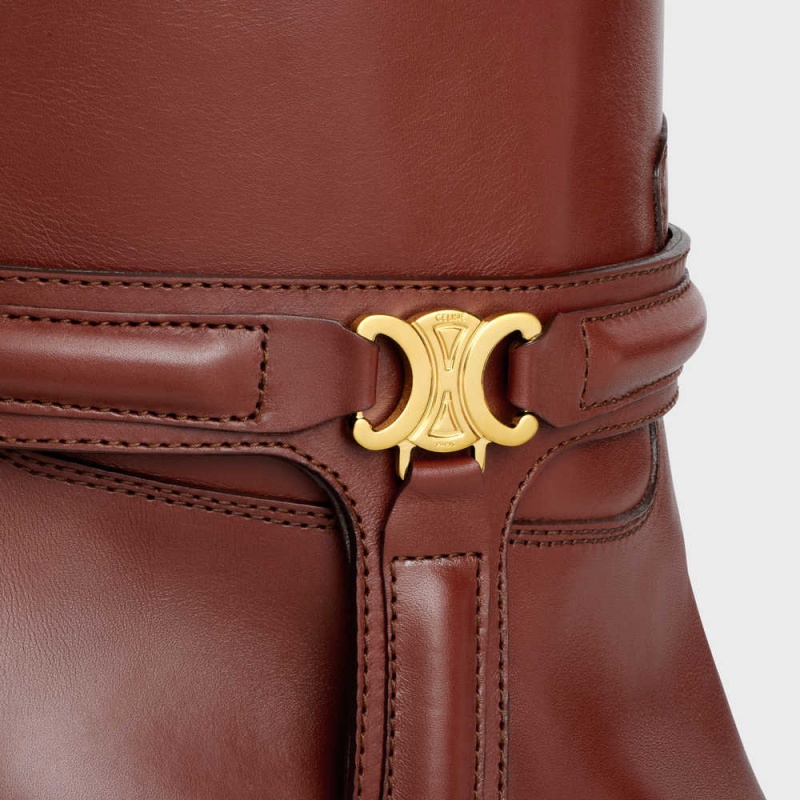Celine Verneuil Triomphe Harness Low In Calfskin Bot Kahverengi | CL-592492