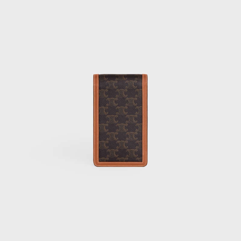 Celine Vertical Sleeve In Triomphe Kanvas And Calfskin Kese Çanta Kahverengi | CL-591782