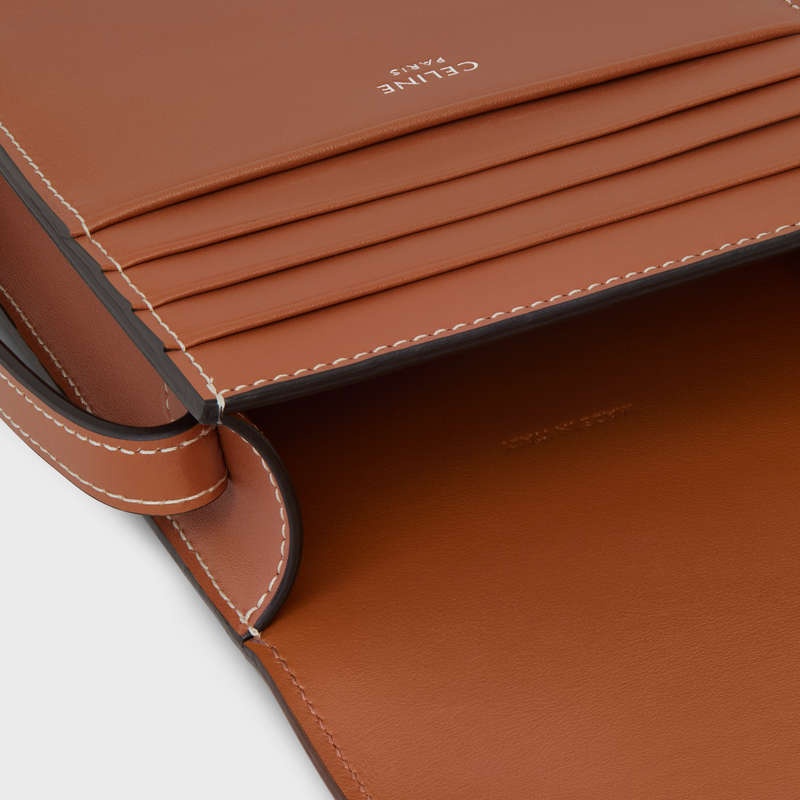 Celine Vertical Sleeve In Triomphe Kanvas And Calfskin Kese Çanta Kahverengi | CL-591782