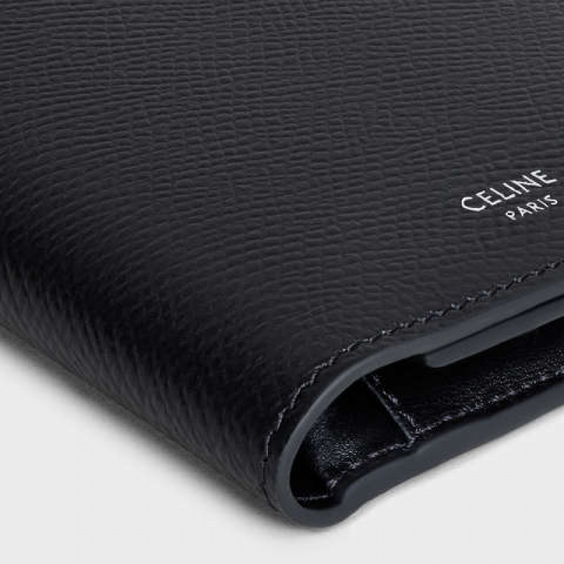 Celine Vertical With Coin Compartment In Grained Calfskin Cüzdan Siyah | CL-591799