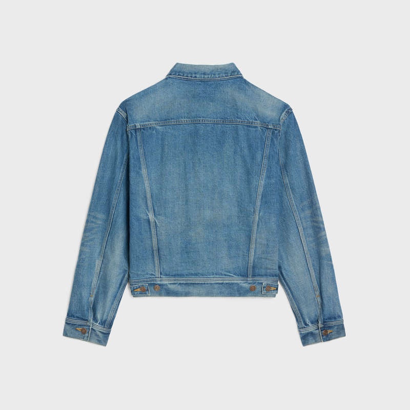 Celine V-shaped Trucker In Union Wash Denim Blousons Açık Mavi | CL-591965
