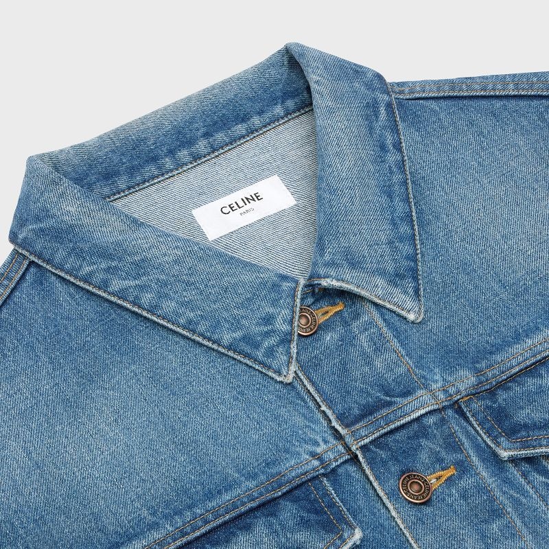 Celine V-shaped Trucker In Union Wash Denim Blousons Açık Mavi | CL-591965