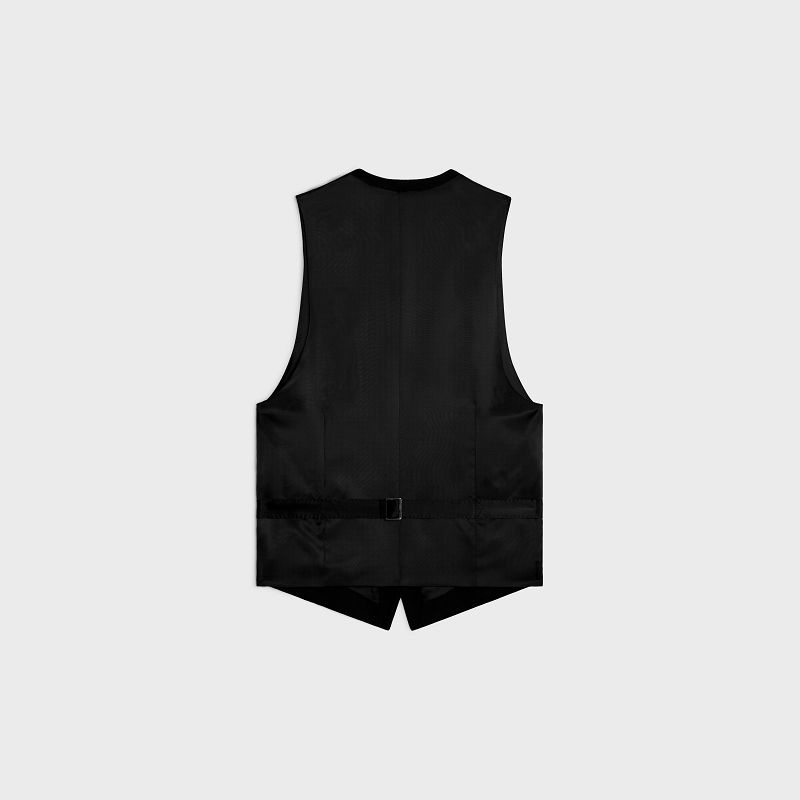 Celine Waistin Yün Gabardine Pantolonlar Siyah | CL-592008