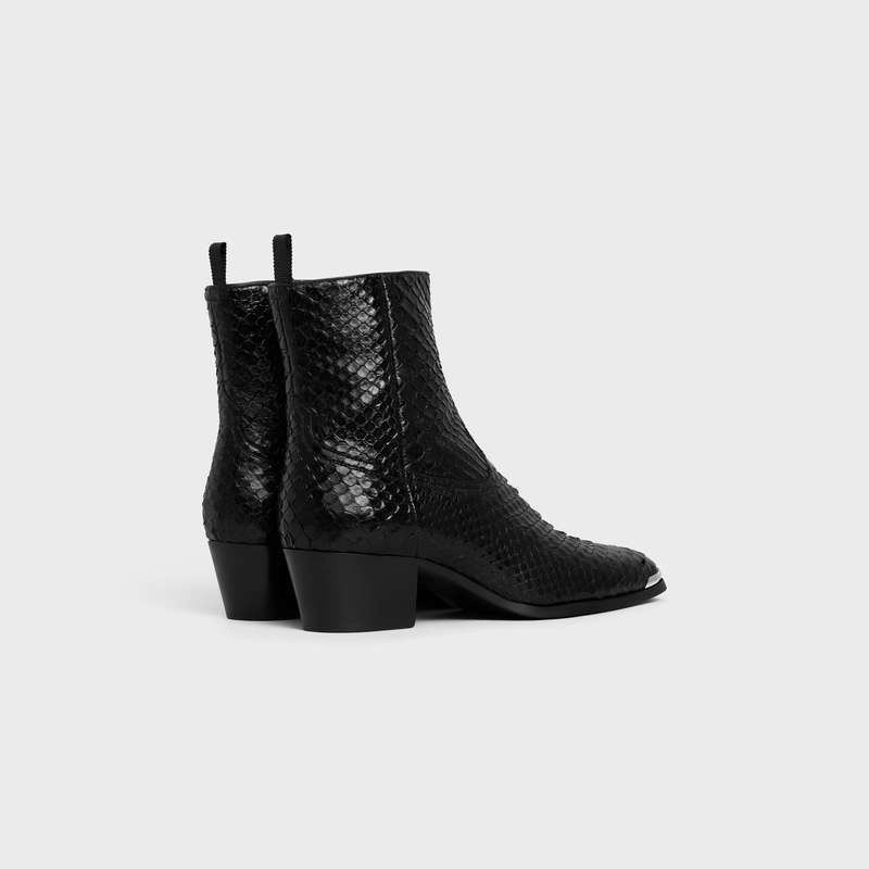 Celine Western Isaac With Metal Burunlu In Shiny Python Bot Siyah | CL-591861