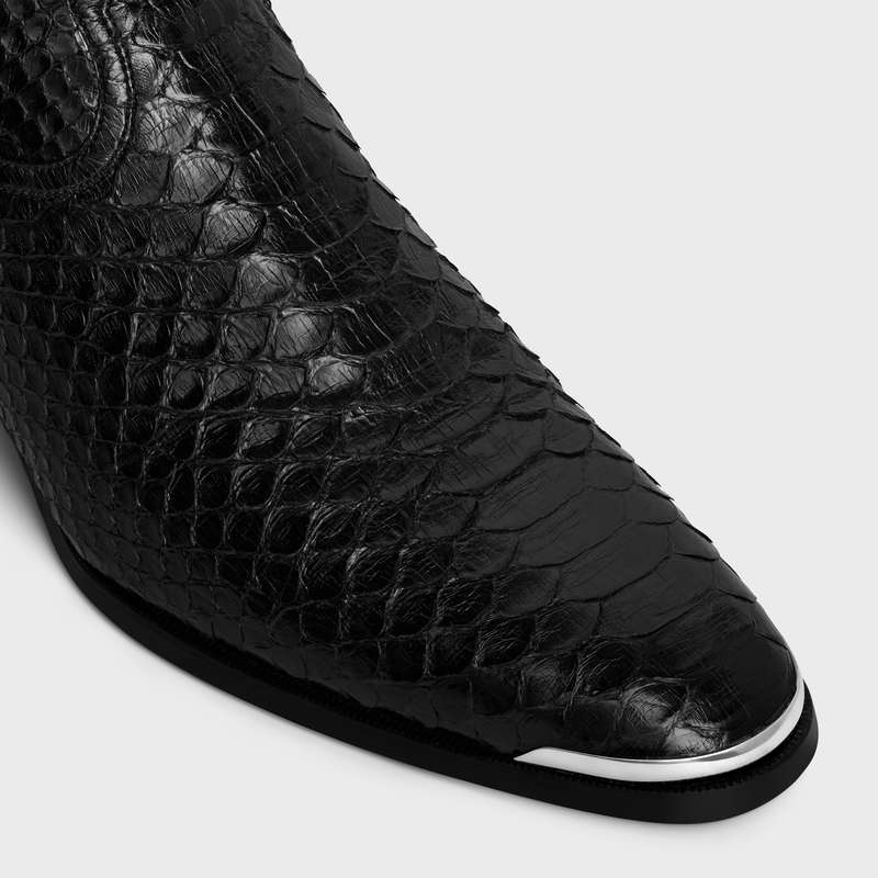 Celine Western Isaac With Metal Burunlu In Shiny Python Bot Siyah | CL-591861