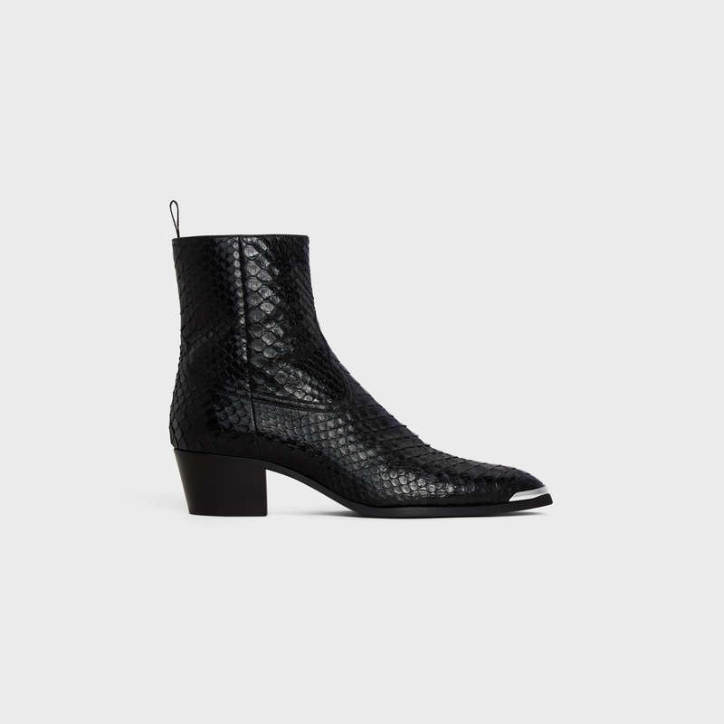 Celine Western Isaac With Metal Burunlu In Shiny Python Bot Siyah | CL-591861