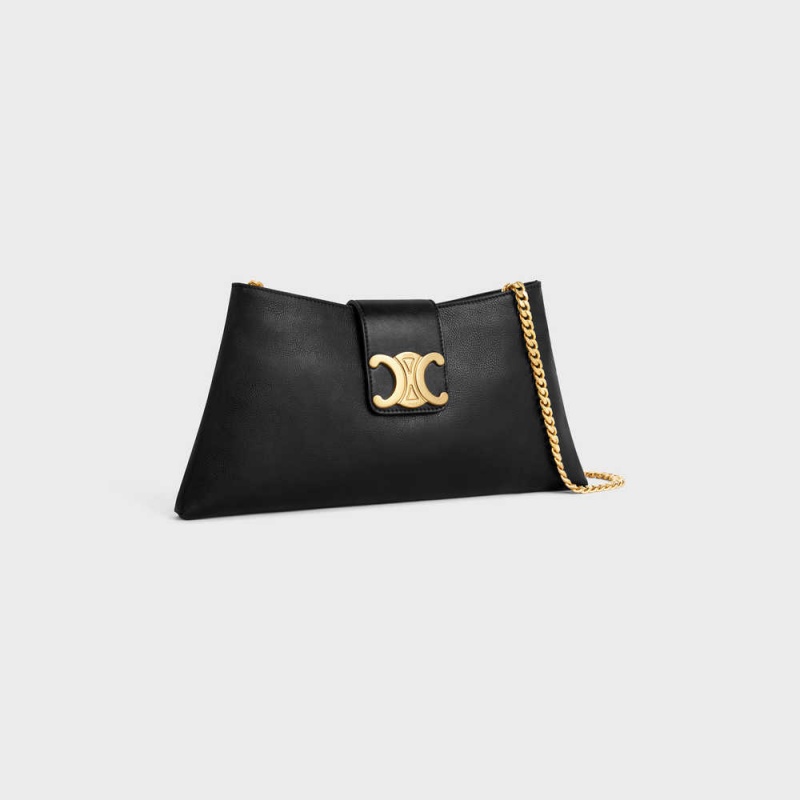 Celine Wiltern Clutch Soft In Smooth Calfskin Triomphe Siyah | CL-593175
