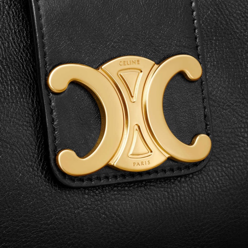 Celine Wiltern Clutch Soft In Smooth Calfskin Triomphe Siyah | CL-593175