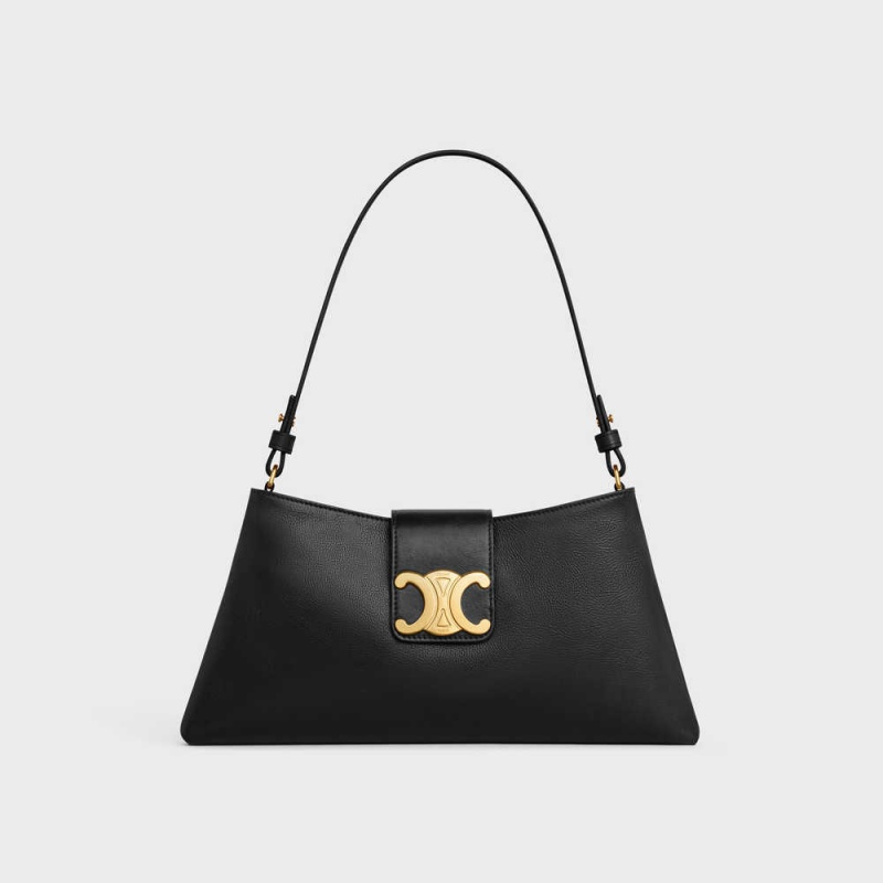 Celine Wiltern Clutch Soft In Smooth Calfskin Triomphe Siyah | CL-593175