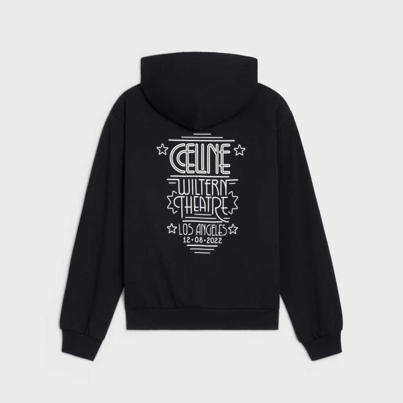Celine Wiltern Hoodie In Pamuklu Fleece Tişörtü Siyah Beyaz | CL-592802
