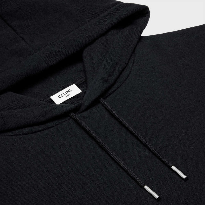 Celine Wiltern Hoodie In Pamuklu Fleece Tişörtü Siyah Beyaz | CL-592802