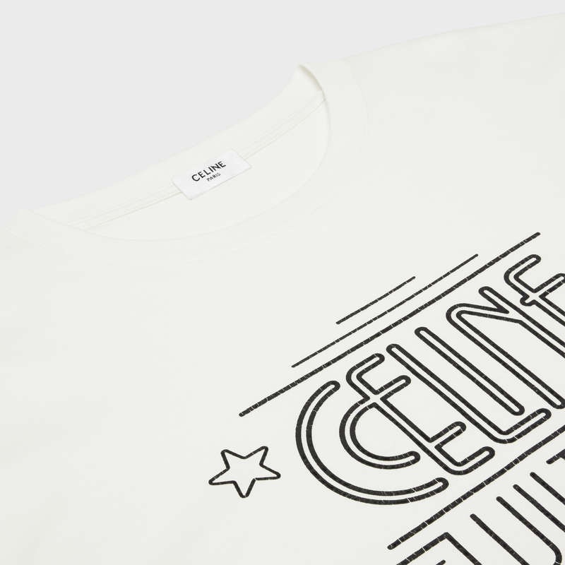 Celine Wiltern In Pamuklu Jersey T-shirt Beyaz Siyah | CL-592121