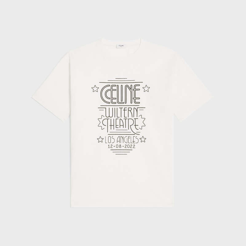 Celine Wiltern In Pamuklu Jersey T-shirt Beyaz Siyah | CL-592121