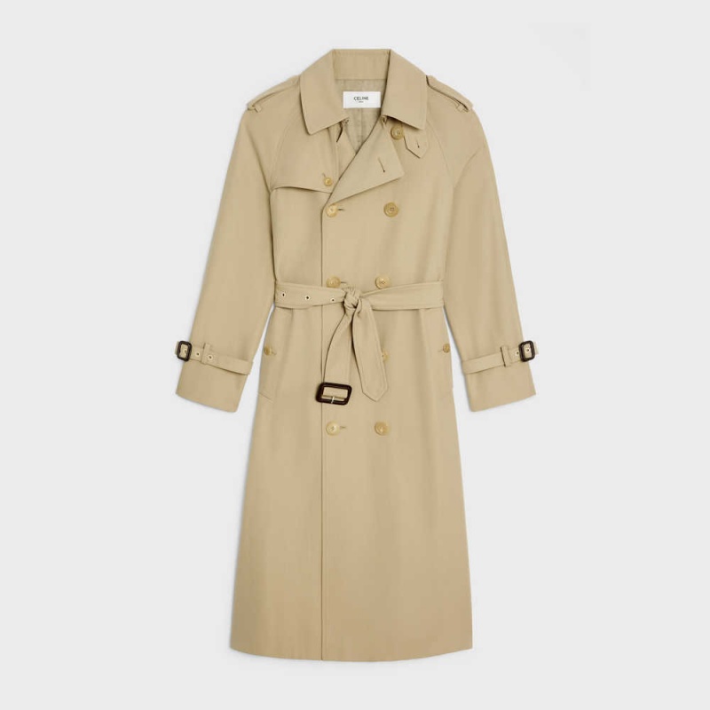 Celine Wiltern Trench In Pamuklu Gabardine Kaban Bej Rengi | CL-592620