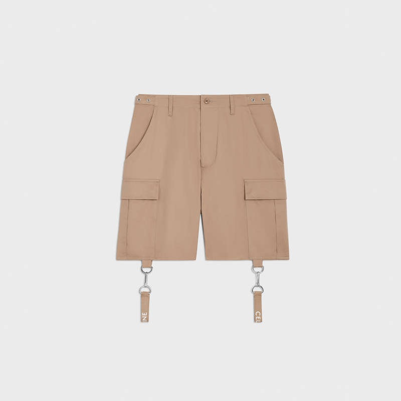 Celine With Celine Straps In Pamuklu Linen Şort Bej Rengi | CL-592067