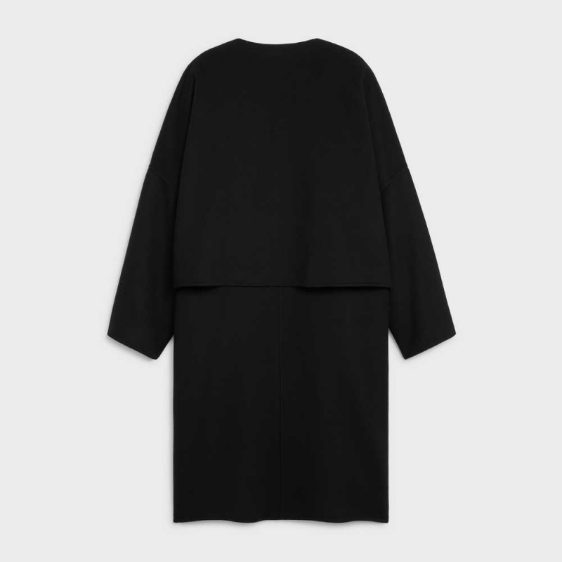 Celine With Pure Collar In Double Face Cashmere Kaban Siyah | CL-592622