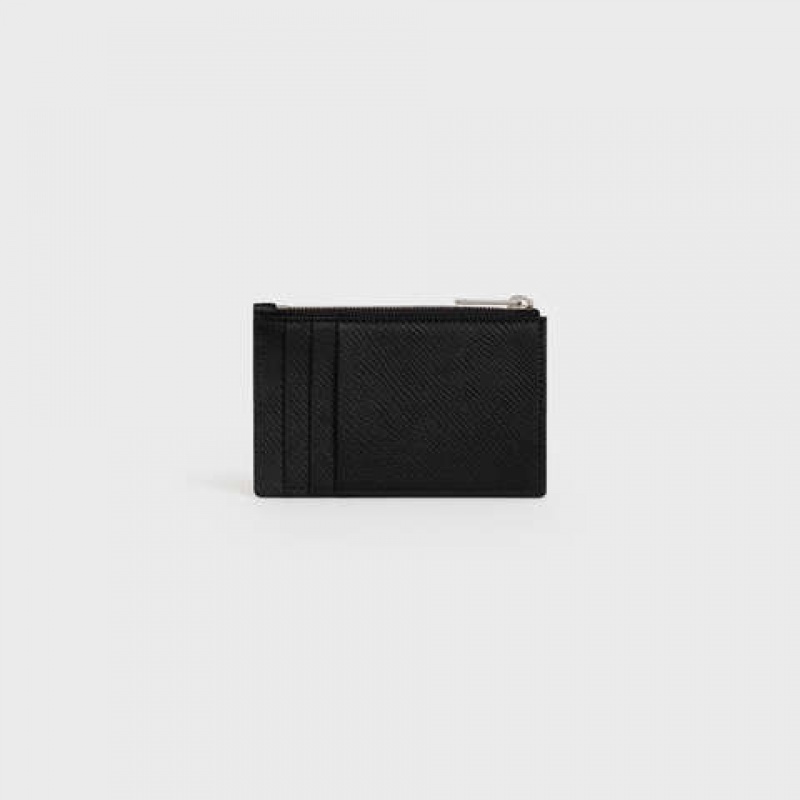 Celine Zipped In Grained Calfskin Kartlık Siyah | CL-591807