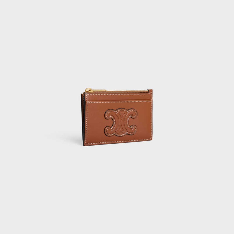 Celine Zipped Smooth Lambskin Kartlık Kahverengi | CL-592952