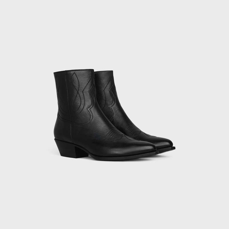 Celine Zipped Western In Calfskin Bot Siyah | CL-591872