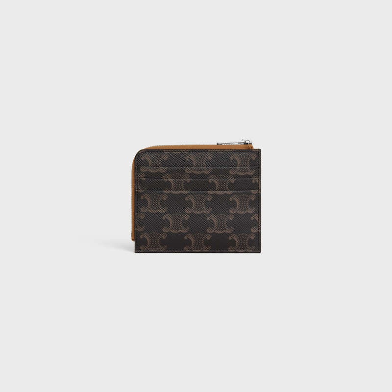 Celine Zipped With Purse In Triomphe Kanvas And Calfskin Kartlık Kahverengi | CL-591813